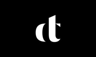 création de logo lettre initiale dt sur fond noir. vecteur professionnel.
