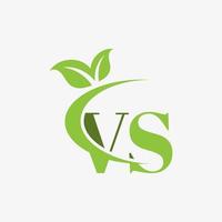 vs lettre logo avec swoosh feuilles icône vecteur. vecteur professionnel.