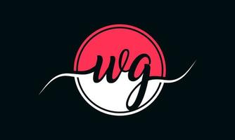 logo initial de la lettre wg avec cercle intérieur de couleur blanche et rose. vecteur professionnel.