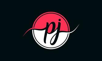logo initial de la lettre pj avec cercle intérieur de couleur blanche et rose. vecteur professionnel.