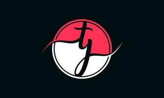 logo initial de la lettre tj avec cercle intérieur de couleur blanche et rose. vecteur professionnel.