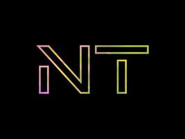 logo de lettre nt avec vecteur de texture arc-en-ciel coloré. vecteur professionnel.