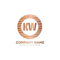 kw lettre initiale cercle bois logo modèle vecteur