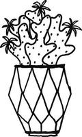 illustration vectorielle d'ornement de plante de cactus en couleurs noir et blanc vecteur