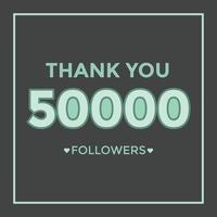 modèle de célébration 50000 abonnés pour les médias sociaux. 50k followers merci vecteur