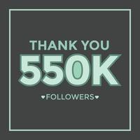 merci 550000 followers bannière de modèle de félicitations. Célébration des 550 000 abonnés vecteur