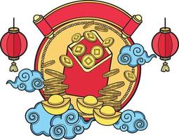 enveloppes rouges chinoises dessinées à la main et illustration d'argent vecteur