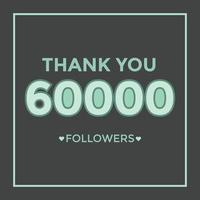 modèle de célébration 60000 abonnés pour les médias sociaux. 60k followers merci vecteur