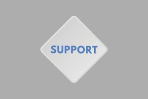 bouton de texte de support. soutien signe icône étiquette autocollant web boutons vecteur