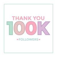 modèle de célébration 100000 abonnés pour les médias sociaux. 100k followers merci vecteur