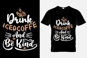 modèle coloré de t-shirt de typographie de café glacé vecteur