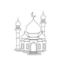 mosquée avec minaret dans la conception dessinée à la main pour le modèle de ramadan vecteur