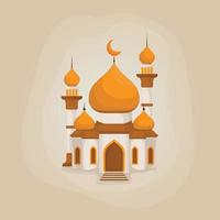 mosquée avec minaret en dessin animé vectoriel pour modèle de ramadan