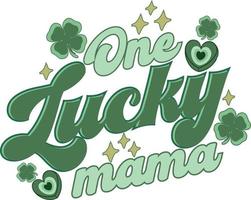 une maman chanceuse st patrick rétro conception de t-shirt maman shamrock pour maman vecteur