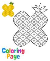 coloriage avec alphabet x pour les enfants vecteur