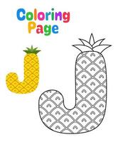 coloriage avec alphabet j pour les enfants vecteur