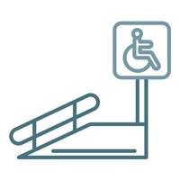 ligne de rampe pour fauteuil roulant deux icône de couleur vecteur