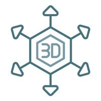 icône de deux couleurs de ligne de modélisation 3d vecteur