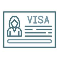 icône de deux couleurs de la ligne de visa vecteur