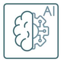 icône de deux couleurs de ligne d'intelligence artificielle vecteur