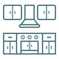 icône de ligne deux couleurs pour évier de cuisine vecteur