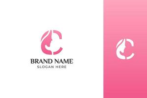 lettre beauté visage rose logo design vecteur