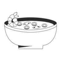 délicieuse soupe miso nationale illustration de la cuisine coréenne dans un bol avec des crevettes aux oignons verts aux champignons. illustration de stock de vecteur isolé sur fond blanc. style de contour
