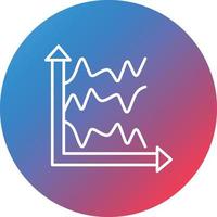 icône de fond de cercle de gradient de ligne de graphique à lignes multiples vecteur