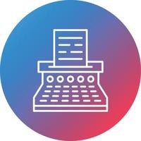 icône de fond de cercle dégradé de ligne de machine à écrire vecteur
