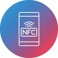 icône de fond de cercle dégradé de ligne nfc vecteur