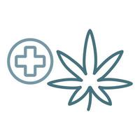 icône de deux couleurs de ligne de cannabis médical vecteur