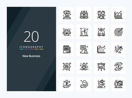 20 nouvelles icônes de contour d'entreprise pour la présentation vecteur