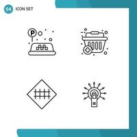 concept de 4 lignes pour sites Web mobiles et applications signe route clôture panier panier symboles routiers éléments de conception vectoriels modifiables vecteur