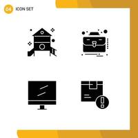 pack de lignes vectorielles modifiables de 4 glyphes solides simples d'ordinateur de l'enfance école maternelle affaires mac éléments de conception vectoriels modifiables vecteur