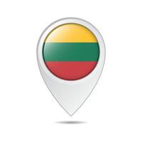 balise de localisation de la carte du drapeau de la lituanie vecteur