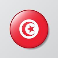 bouton brillant illustration en forme de cercle du drapeau de la tunisie vecteur