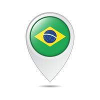 balise de localisation de la carte du drapeau du brésil vecteur