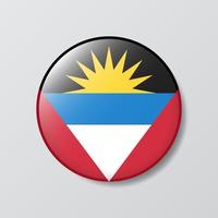 bouton brillant en forme de cercle illustration du drapeau d'antigua et barbuda vecteur