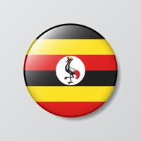 bouton brillant illustration en forme de cercle du drapeau de l'ouganda vecteur