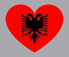 illustration en forme de coeur plat du drapeau de l'albanie vecteur
