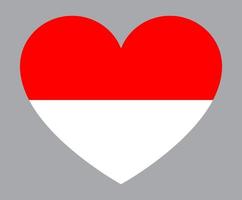 illustration en forme de coeur plat du drapeau indonésien vecteur