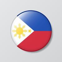 bouton brillant illustration en forme de cercle du drapeau des philippines vecteur