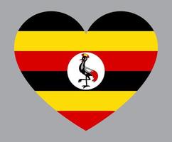 illustration en forme de coeur plat du drapeau de l'ouganda vecteur