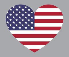 illustration en forme de coeur plat du drapeau américain vecteur