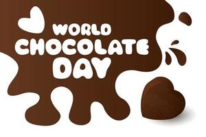 journée mondiale du chocolat. carte d'illustration vectorielle. fond de gouttes de chocolat. conception de concept pour le web, la bannière, l'arrière-plan, le papier peint, l'affiche ou la conception de cartes. vecteur