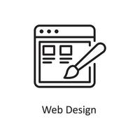 illustration de conception d'icône de contour de vecteur de conception de sites Web. symbole de conception et de développement sur fond blanc fichier eps 10