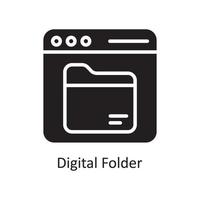illustration de conception d'icône solide de vecteur de dossier numérique. symbole de gestion des affaires et des données sur fond blanc fichier eps 10