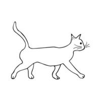 chat doodle, illustration en noir et blanc sur fond blanc vecteur