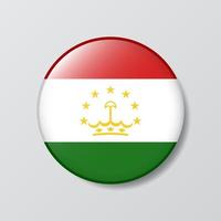 illustration en forme de cercle de bouton brillant du drapeau du tadjikistan vecteur