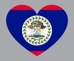 illustration en forme de coeur plat du drapeau du belize vecteur